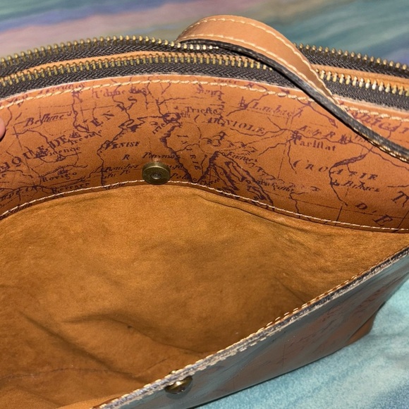 Patricia Nash Leather Kenilworth Signature Map Riot Rust Crossbody Bag - Picture 10 of 12